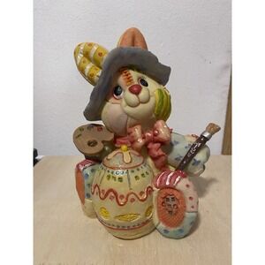 Vintage Resin Art Bunny Patchwork 8in
